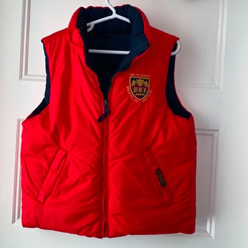 Authentic Ralph Lauren Polo designer signature boys reversible puffer vest sz 5